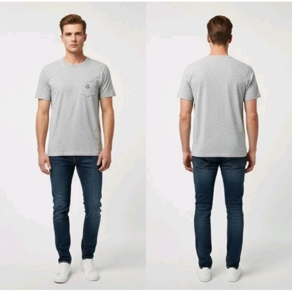 Banana Republic T-Shirt Mens Large Tall Gray Pride Rainbow Pocket Graphic Cotton